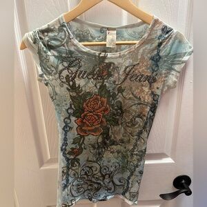 Guess Women's Rose Embellished Tee
